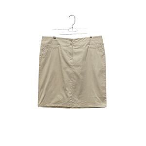 J. JILL LIVE IN CHINO Tan Skirt Womens Size 14 Cotton Blend Soft Preppy Academia
